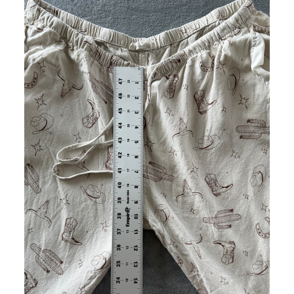 Cali 1850 Western Print Pajama Pants Cream Linen Blend Wide Leg XL Womens - Picture 7 of 8